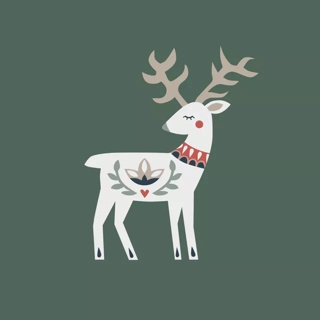 Tischset Weihnachtshirsch auf Grün