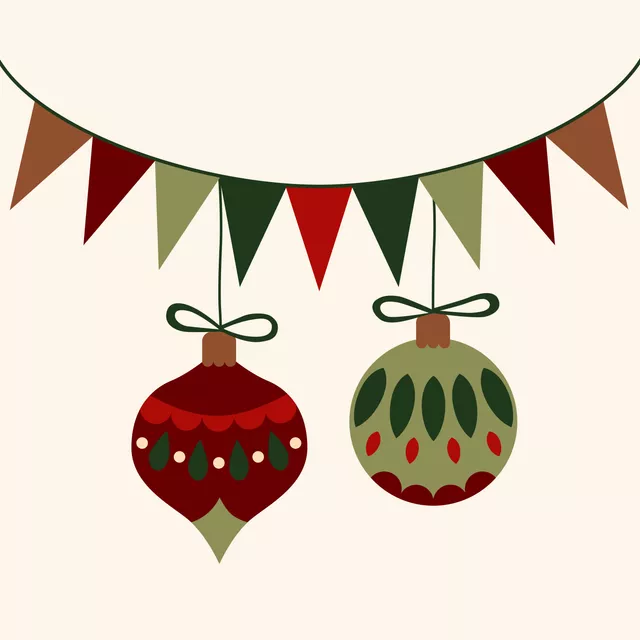 Kissen Wimpel mit Weihnachtskugeln