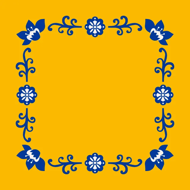 Kissen Folkart blau-gelb