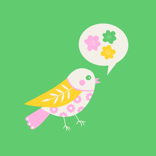 Kissen Vogel gelb-rosa