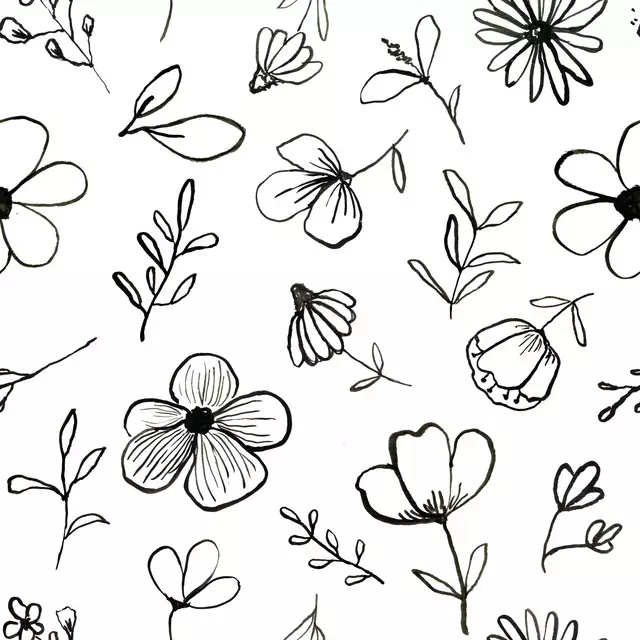 Tischdecke Black And White Florals