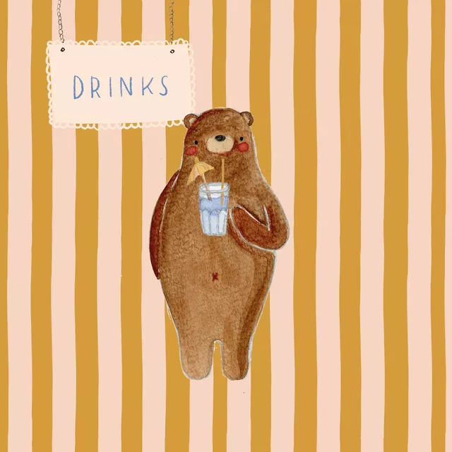 Kissen Sommer Vibes Bär mit Drink