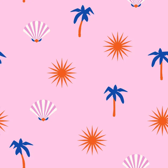Kissen Sun Palm Pattern Pink
