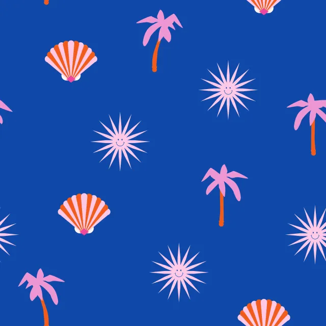 Kissen Sun Palm Pattern Blue
