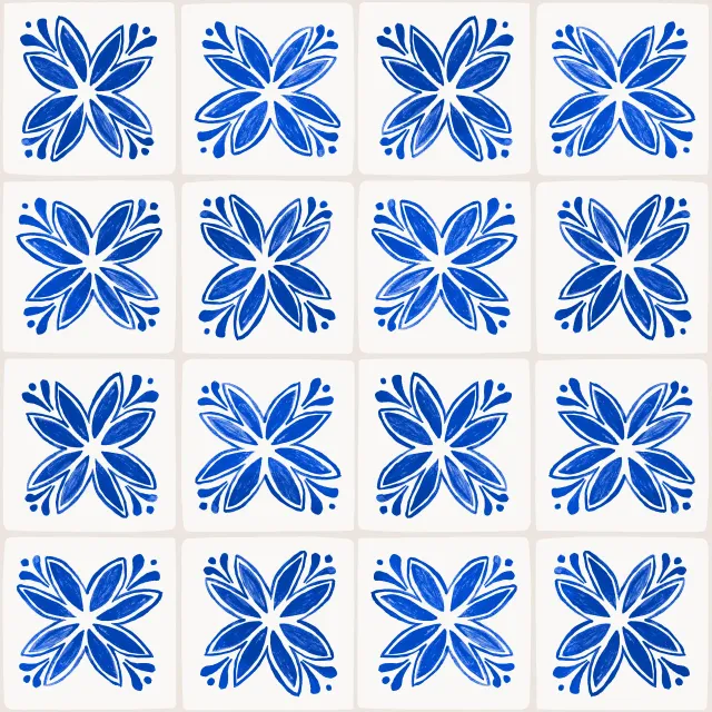 Kissen Azulejo Pattern 7 blau