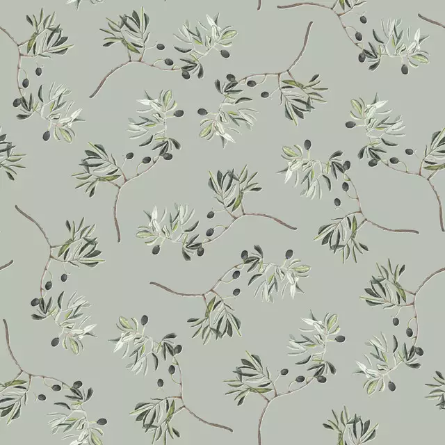 Kissen Schwarze Oliven Zweige Khaki