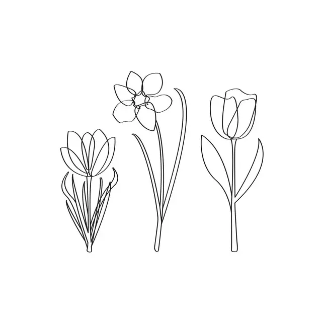 Tischset Lined Spring Flowers black