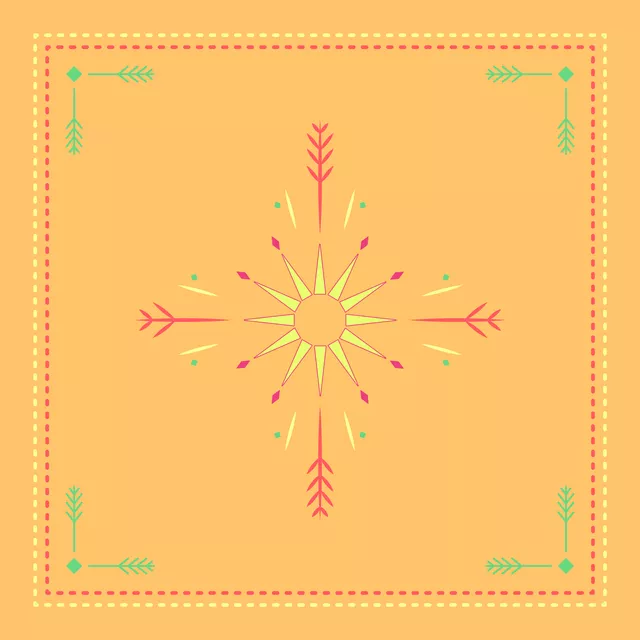 Kissen Cool Boho Sun Ornaments yellow