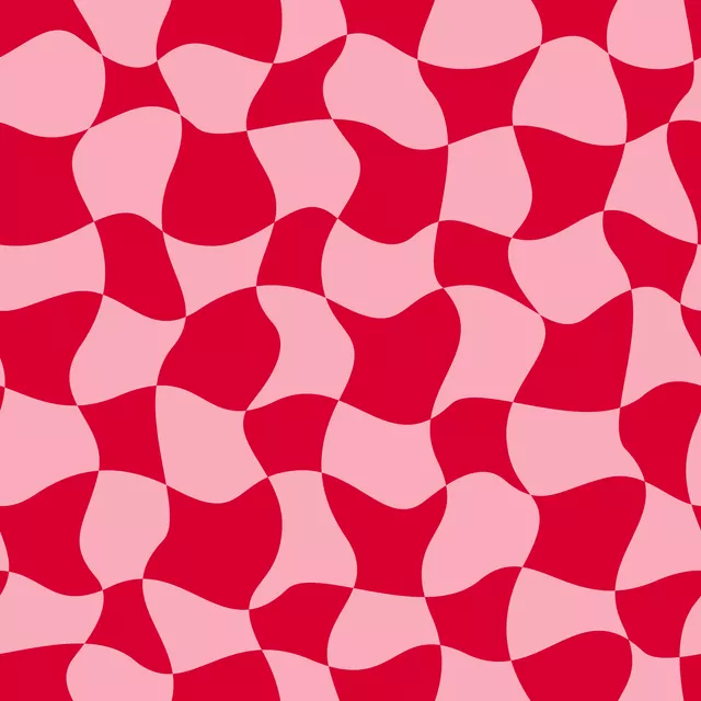 Kissen Wavy Red Chess Pattern