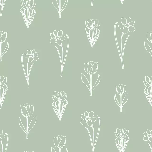 Servietten Lined Spring Blossoms Green
