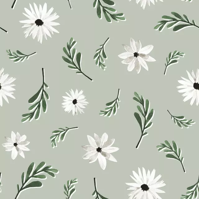 Watercolor Florals Green