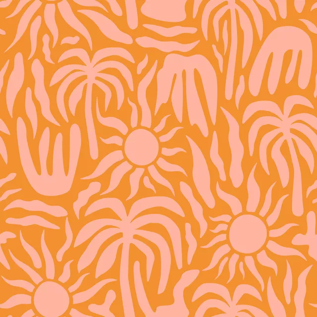 Palmeras y Sol naranja
