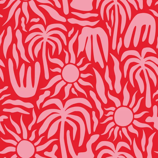 Palmeras y Sol rojo