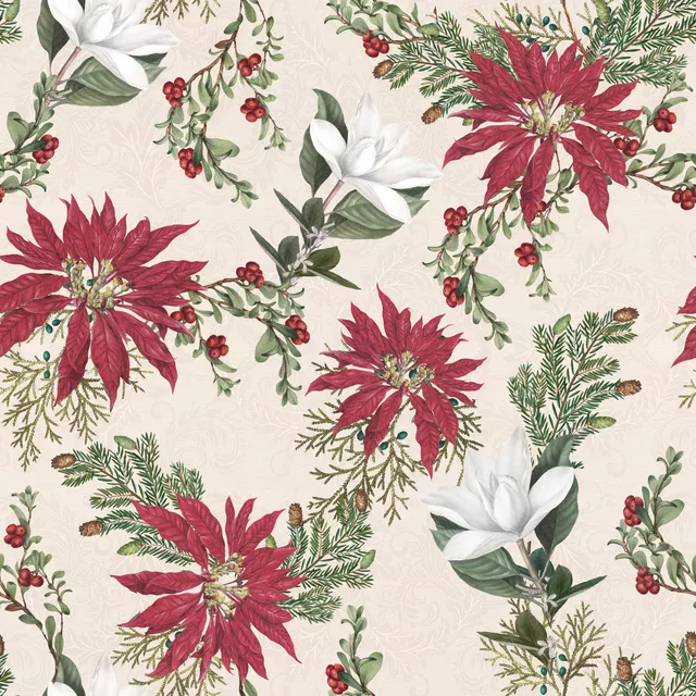 Tischläufer Christmas florals and holly I