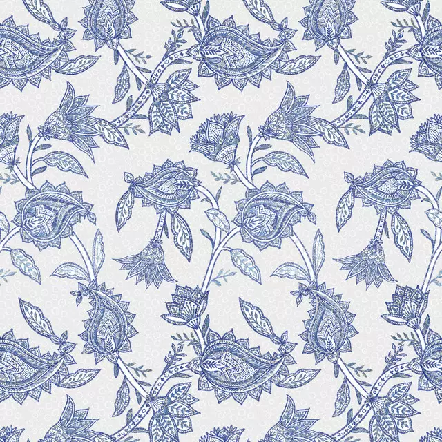 Kissen Blau Retro Paisley Blumen
