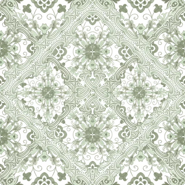 Baroque Floral Tiles Grün