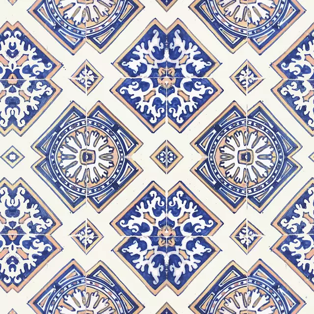 Kissen Azulejo Blaue Fliesen