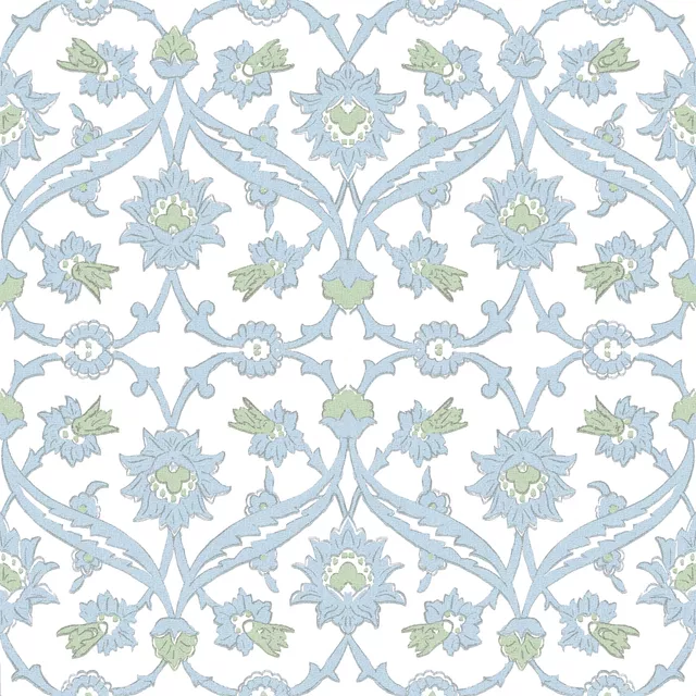 Baroque damask blue green