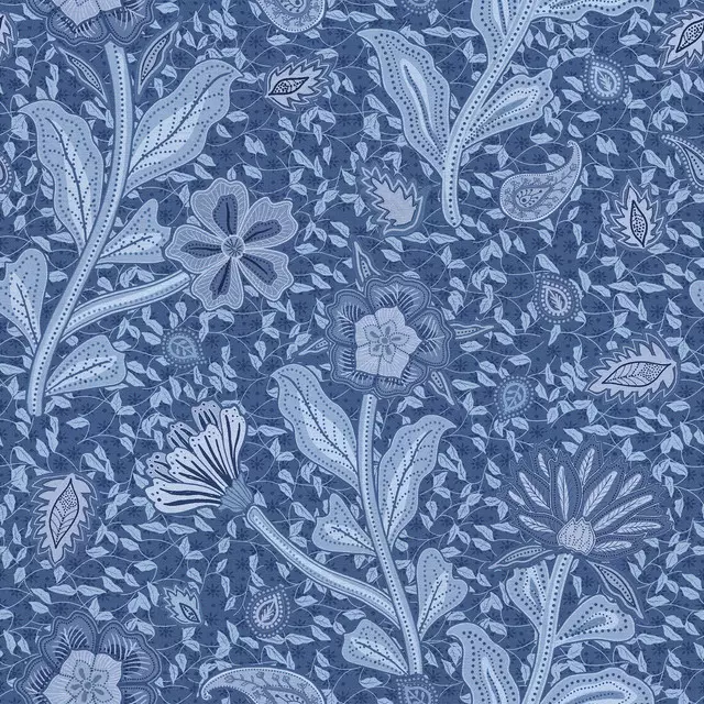 Dekovorhang Chinoiseries Blumenwiese blau