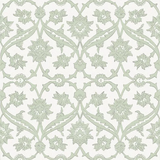 Baroque floral damask green