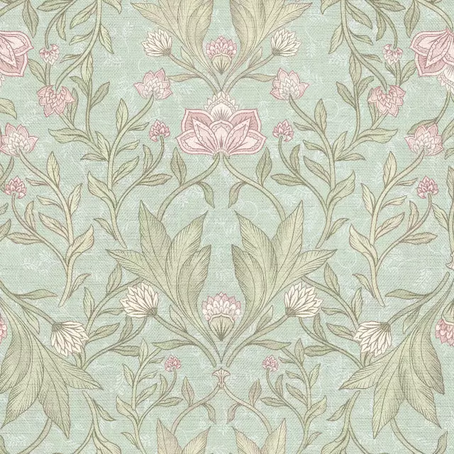 Dekovorhang William Morris blumen turkis