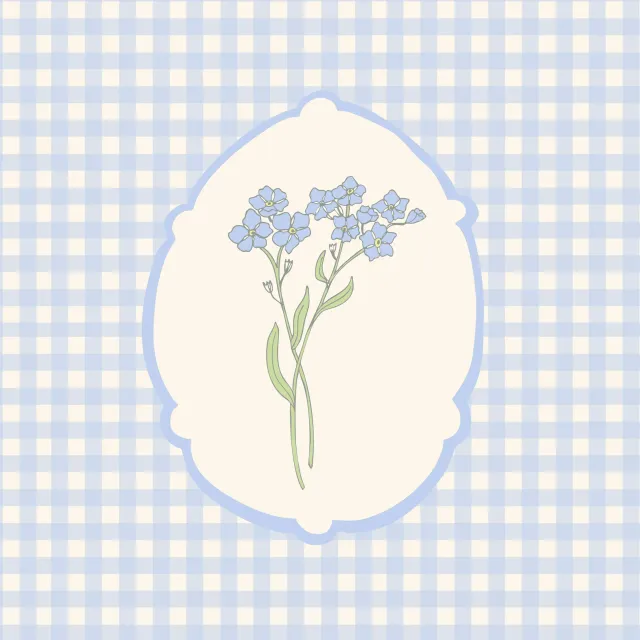 Kissen Vergissmeinicht Gingham