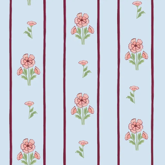 Bettwäsche Flowers and lines light blue