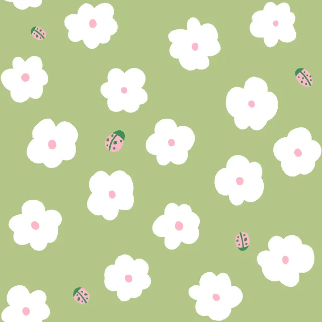 Sitzkissen Blumen und Marienkäfer