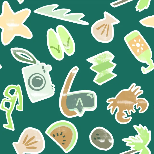 Kissen Sommer Sticker Grün