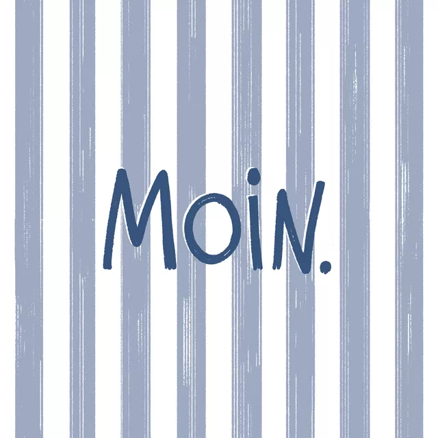 Kissen Moin gestreift grau