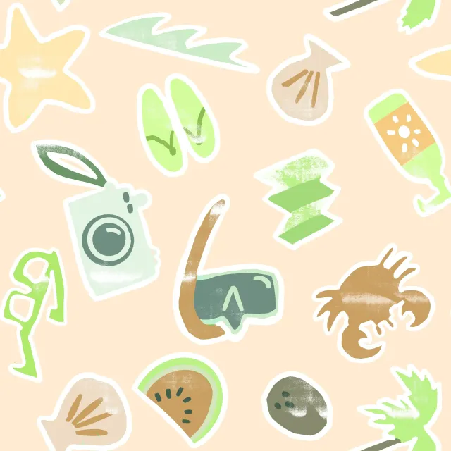Kissen Sommer Sticker Beige