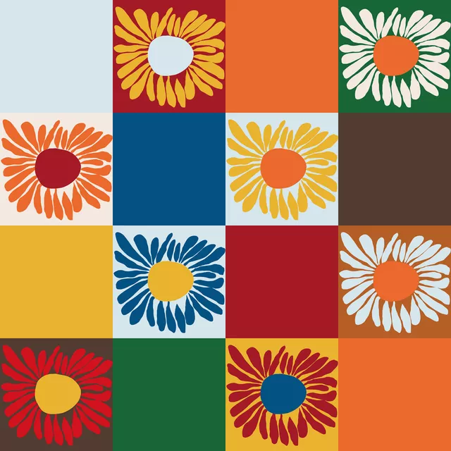 Tischset Sonnenblume trifft Karos
