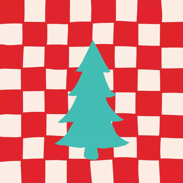 Servietten Weihnachtsbaum auf Karo