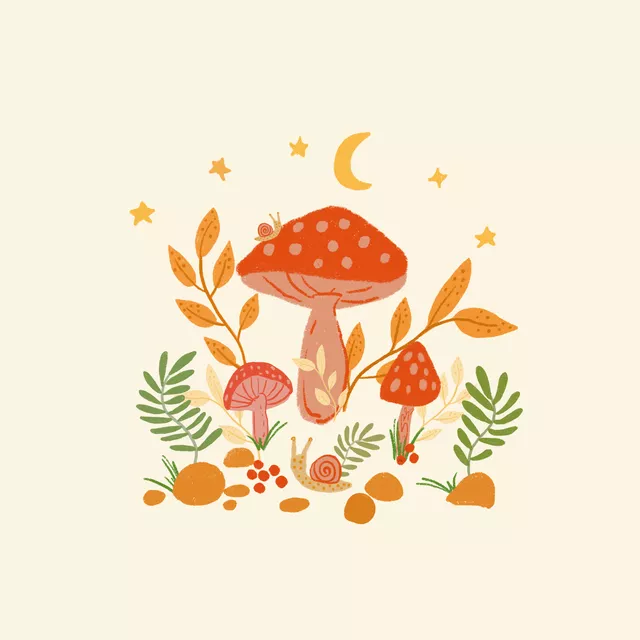 Kissen Pilz Illustration Herbst