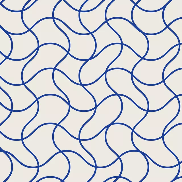 Wellen Karo Netz Blau Beige
