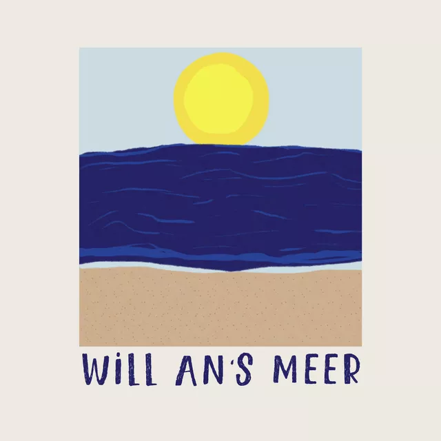 Kissen Will an's Meer Typo Strand