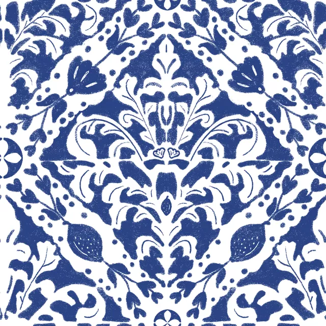 Ornament Fliese Blau Weiss