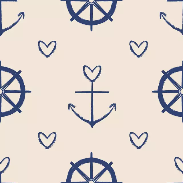 Tischset Anker und Herz Beige Blau