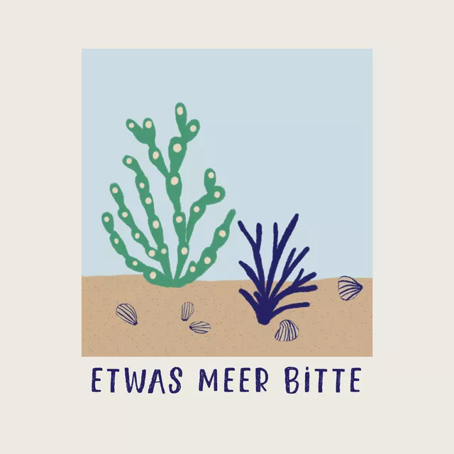 Kissen Meer & Koralle Blau Grün Typo