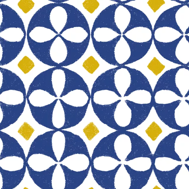 Tischläufer Fliesenmuster Blau Gelb