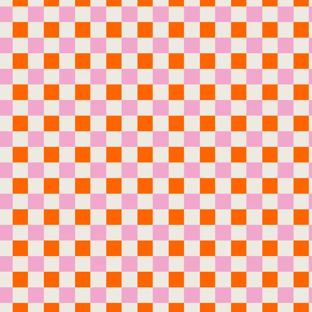 Kissen Karo Orange Rosa Creme