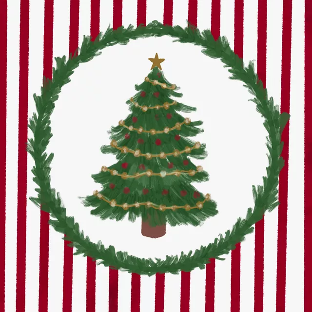 Servietten Weihnachtsbaum Streifen