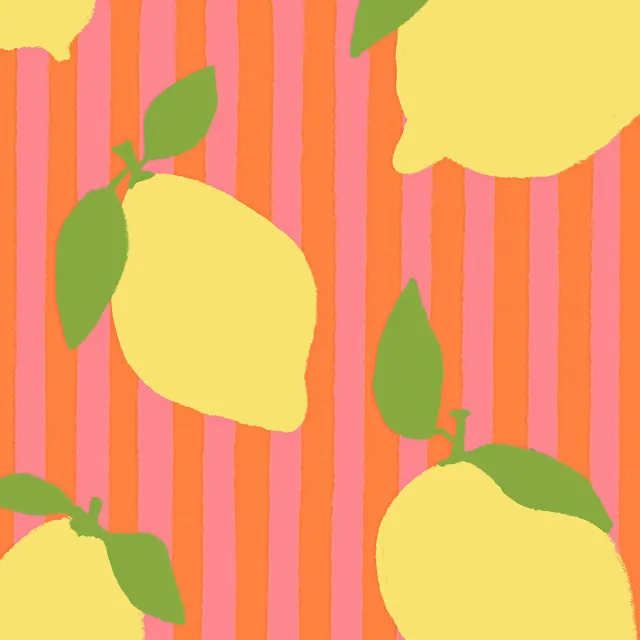 Kissen Zitronen orange rosa Streifen