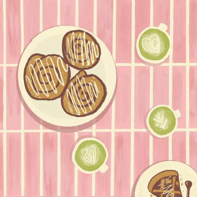 Servietten Matcha & Zimtschnecken