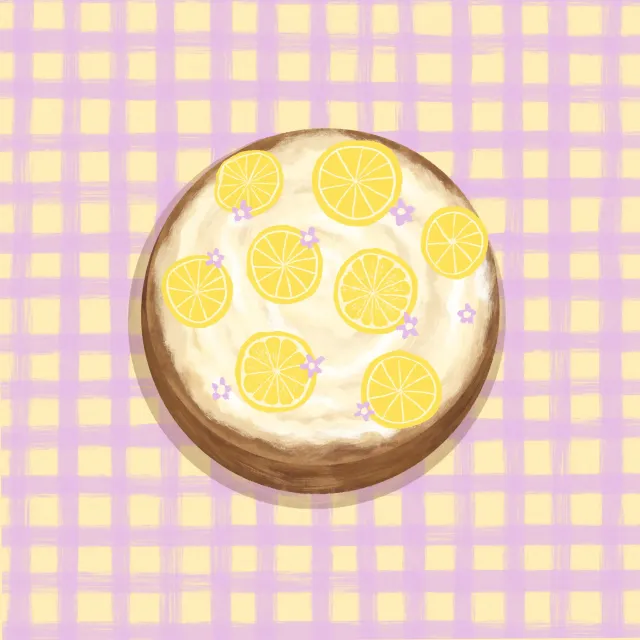 Kissen Zitronenkuchen Karomuster