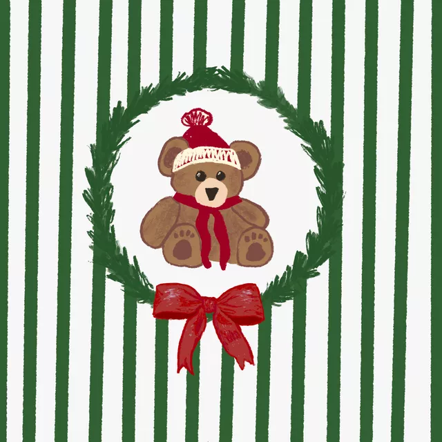 Kissen Teddy Schleife gestreift