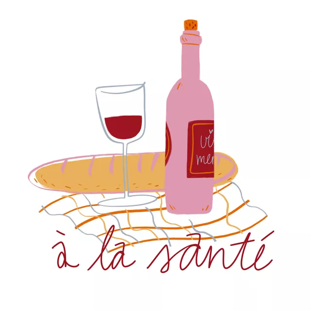 Geschirrtücher Wein und Baguette