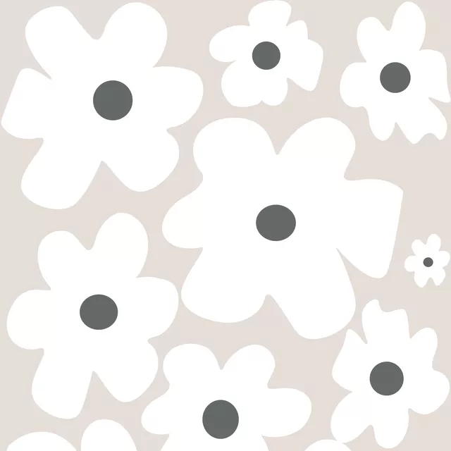 Dekovorhang Weiße Blumen Auf Beige