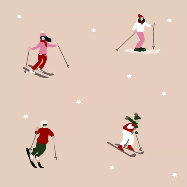 Kissen Skifahrer Auf Piste Beige