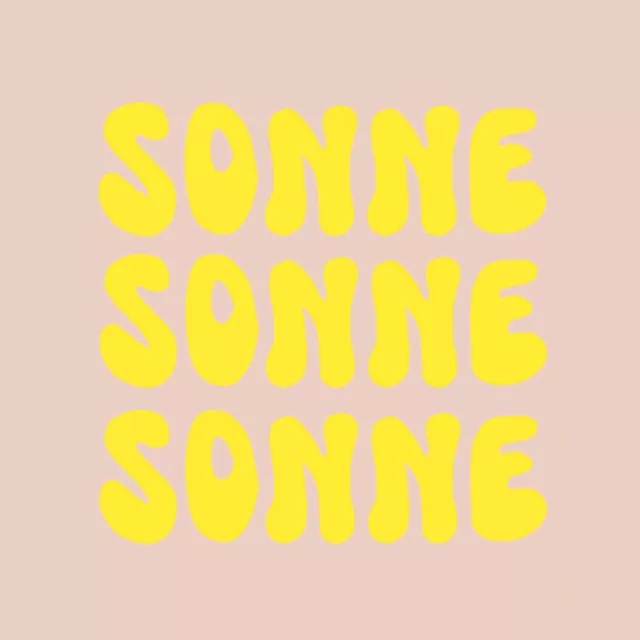 Sonne Schrift Gelb Beige